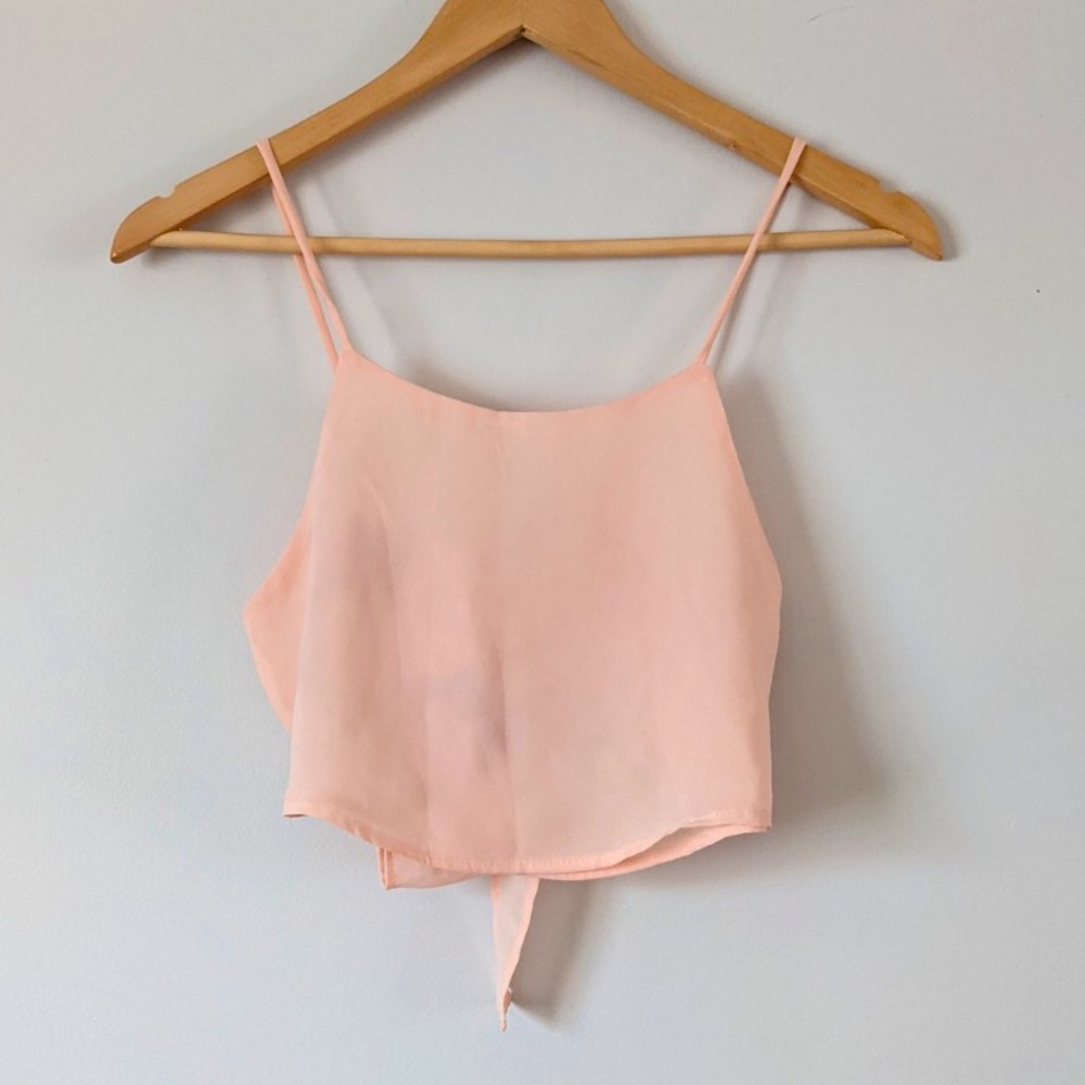 BRANDY MELVILLE Cropped Peach Tie-Back Shirt XS